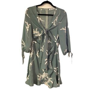 Cupshe Floral Blue/Grey Tie Front Dress